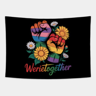 We Rise Together Black Pride LGBT Raised Fist Equality Tapestry