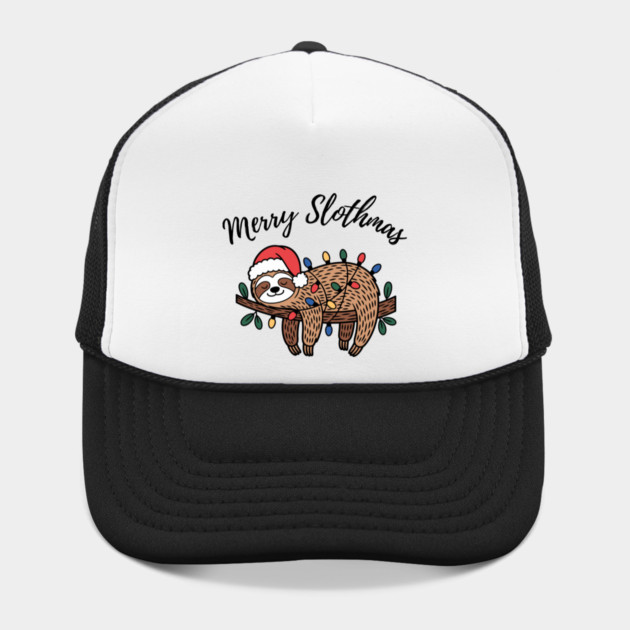 Merry Slothmas Cute Sleeping Sloth With Christmas Lights by Creatifly Graphic Tees