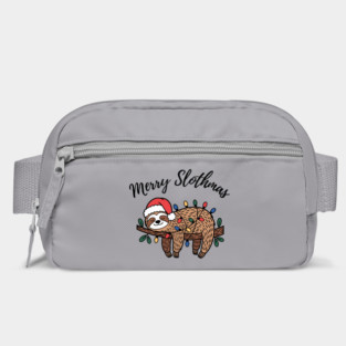 Merry Slothmas Cute Sleeping Sloth With Christmas Lights Bag