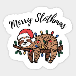 Merry Slothmas Cute Sleeping Sloth With Christmas Lights Magnet