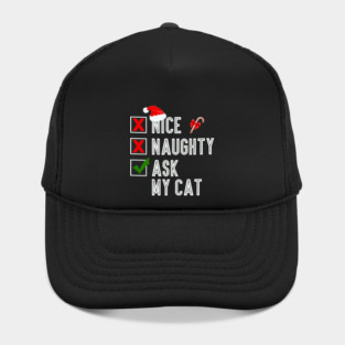 Nice Naughty Ask My Cat Merry Christmas Santa Hat
