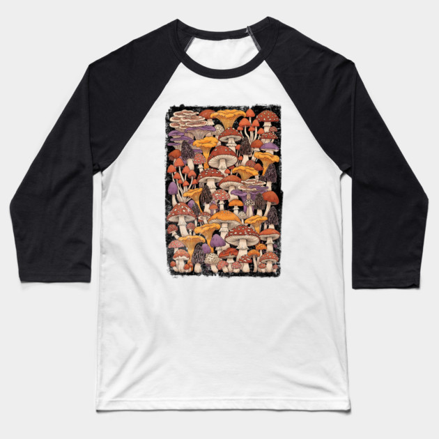 Magic Is Real Enchanted Mushroom Illustration Baseball T-Shirt by Designed By Marty