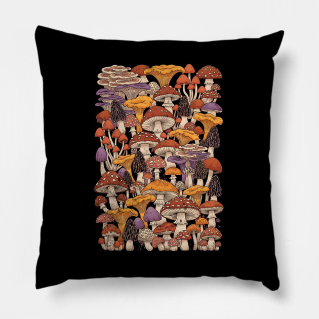 Magic Is Real Enchanted Mushroom Illustration Pillow by Designed By Marty