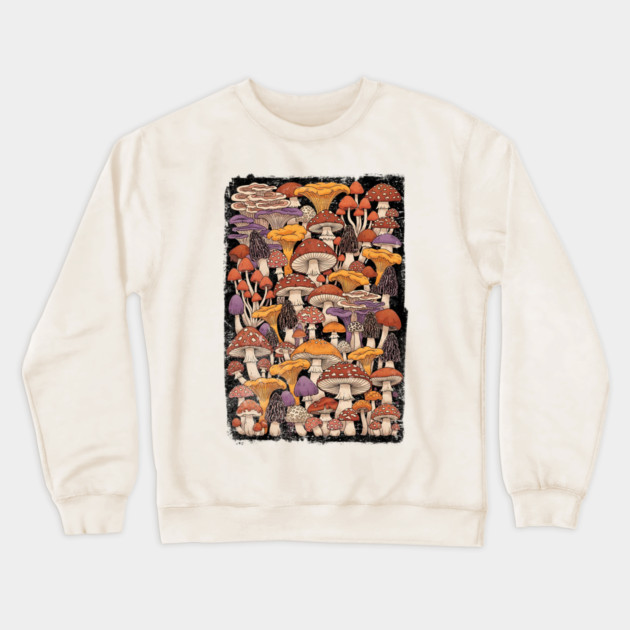 Magic Is Real Enchanted Mushroom Illustration Crewneck Sweatshirt by Designed By Marty
