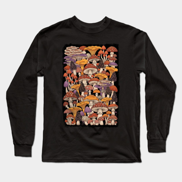 Magic Is Real Enchanted Mushroom Illustration Long Sleeve T-Shirt by Designed By Marty