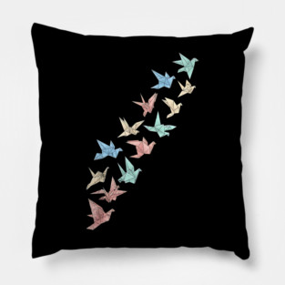 Migrating Origami Birds Minimalist Art Pillow