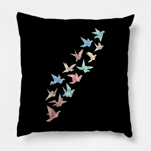 Migrating Origami Birds Minimalist Art Pillow by Designed By Marty