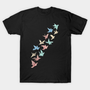 Migrating Origami Birds Minimalist Art T-Shirt