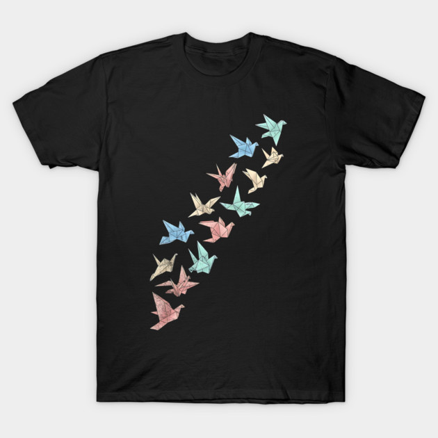 Migrating Origami Birds Minimalist Art T-Shirt by Designed By Marty