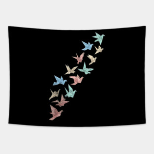Migrating Origami Birds Minimalist Art Tapestry