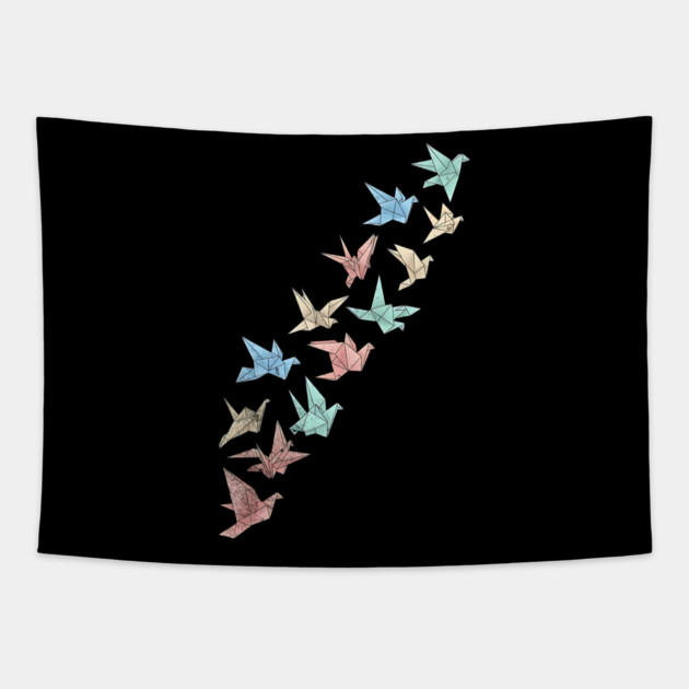 Migrating Origami Birds Minimalist Art Tapestry by Designed By Marty
