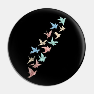 Migrating Origami Birds Minimalist Art Pin