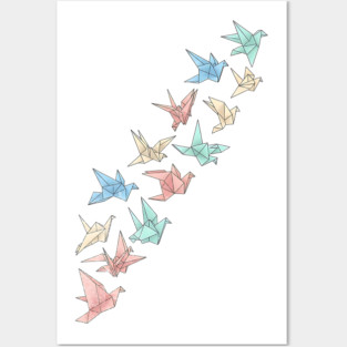 Migrating Origami Birds Minimalist Art Posters and Art