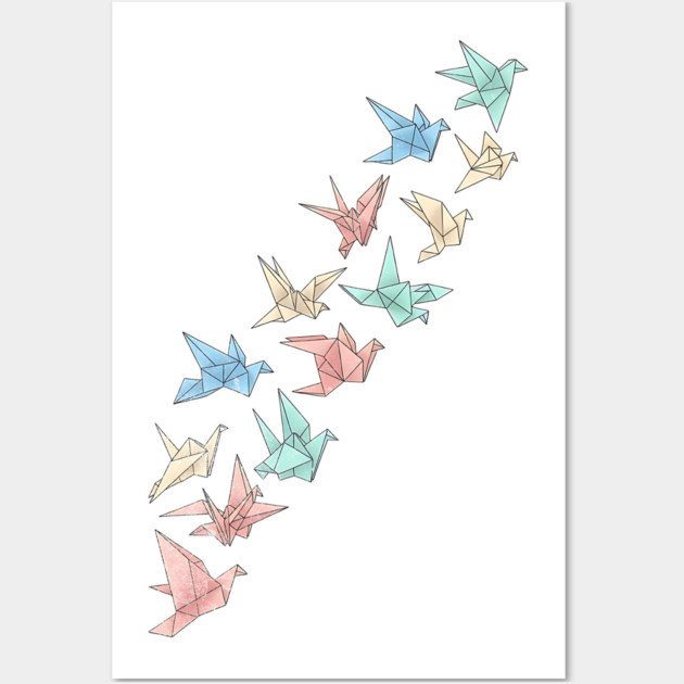 Migrating Origami Birds Minimalist Art Wall Art by Designed By Marty