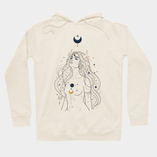 Ad Astra Celestial Goddess Line Art Hoodie