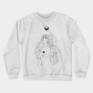Ad Astra Celestial Goddess Line Art Crewneck Sweatshirt