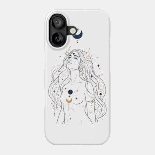 Ad Astra Celestial Goddess Line Art Phone Case