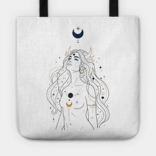 Ad Astra Celestial Goddess Line Art Tote
