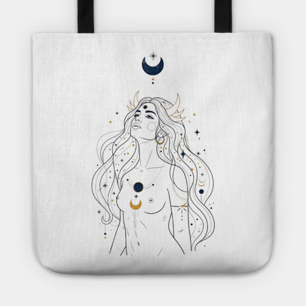 Ad Astra Celestial Goddess Line Art Tote by Designed By Marty