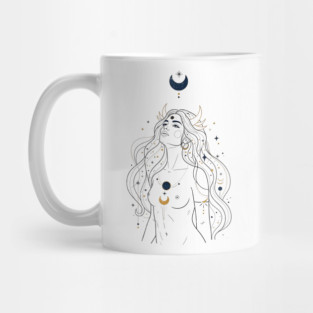 Ad Astra Celestial Goddess Line Art Mug