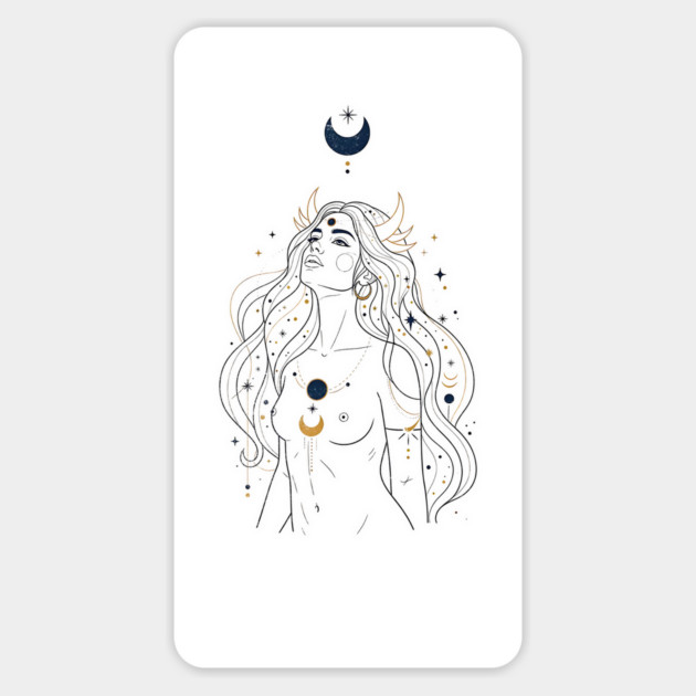Ad Astra Celestial Goddess Line Art Magnet by Designed By Marty