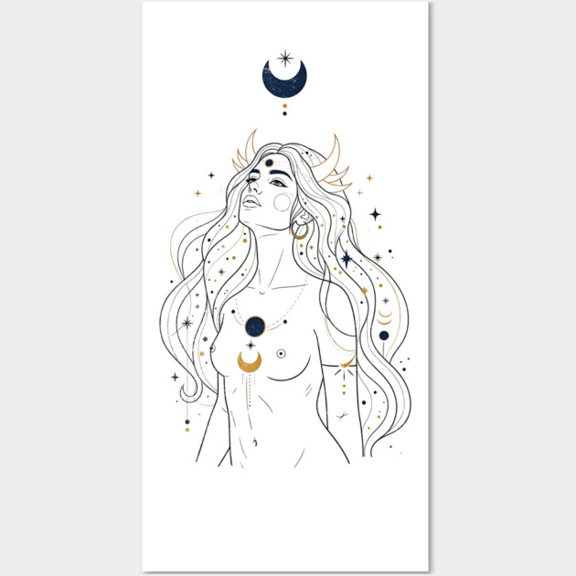 Ad Astra Celestial Goddess Line Art Wall Art by Designed By Marty