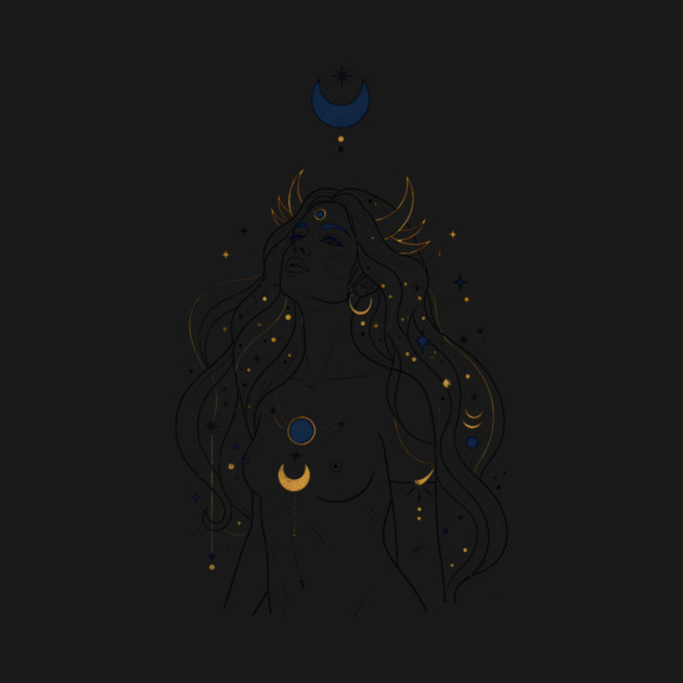 Ad Astra Celestial Goddess Line Art by Designed By Marty