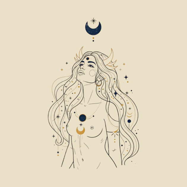 Ad Astra Celestial Goddess Line Art by Designed By Marty