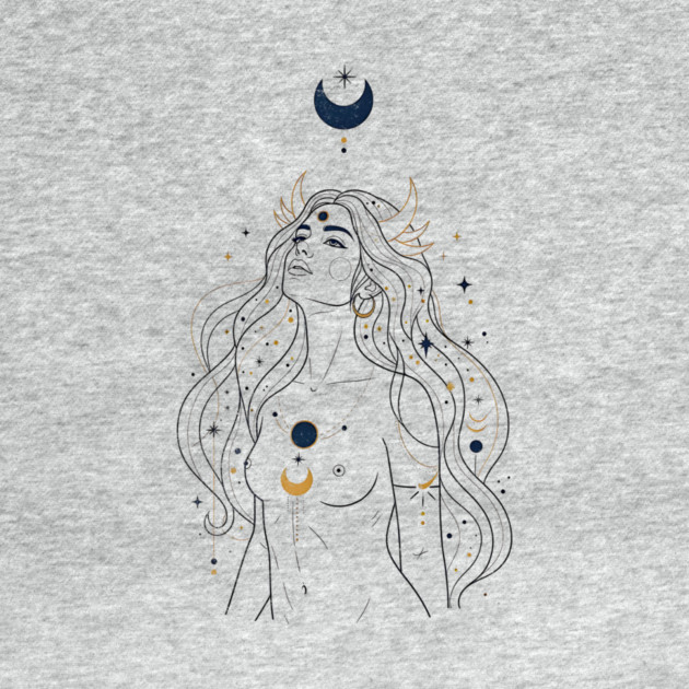 Ad Astra Celestial Goddess Line Art by Designed By Marty