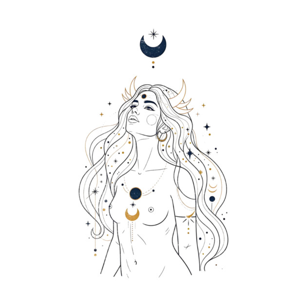 Ad Astra Celestial Goddess Line Art by Designed By Marty