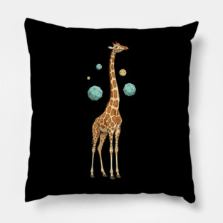 Cosmic Giraffe Geometric Fantasy Art Pillow