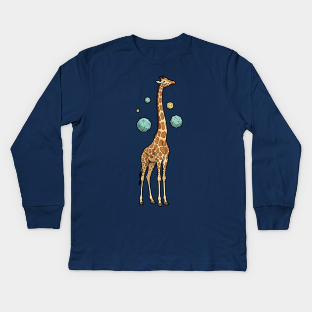 Cosmic Giraffe Geometric Fantasy Art Kids Long Sleeve T-Shirt by Designed By Marty