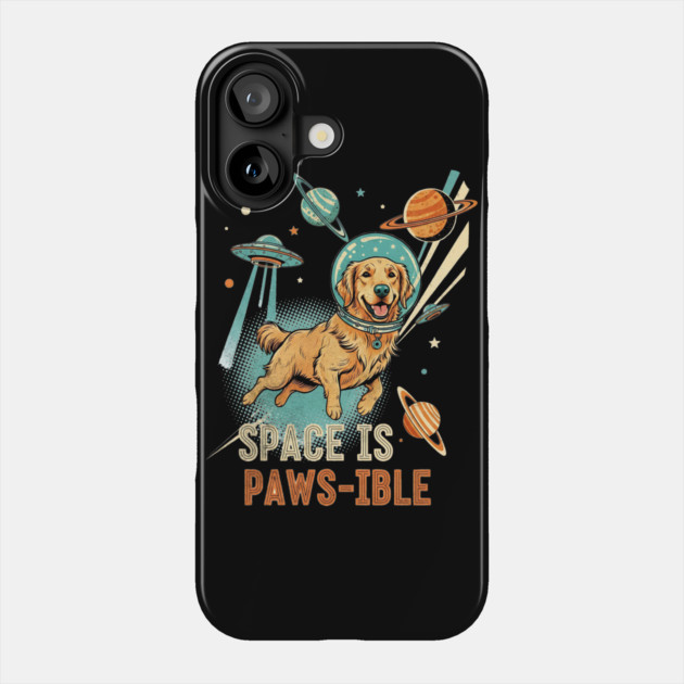 Space is Paws-ible Astronaut Dog Art Phone Case by Designed By Marty