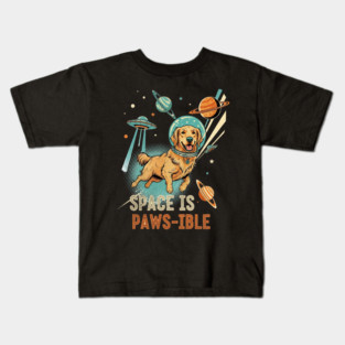 Space is Paws-ible Astronaut Dog Art Kids T-Shirt