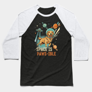 Space is Paws-ible Astronaut Dog Art Baseball T-Shirt