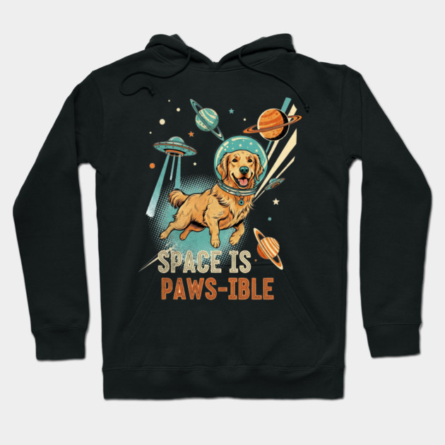 Space is Paws-ible Astronaut Dog Art Hoodie by Designed By Marty