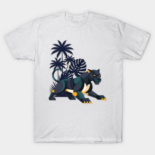 Geometric Bauhaus Panther Jungle Art T-Shirt
