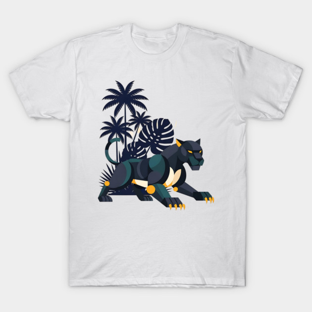 Geometric Bauhaus Panther Jungle Art T-Shirt by Designed By Marty