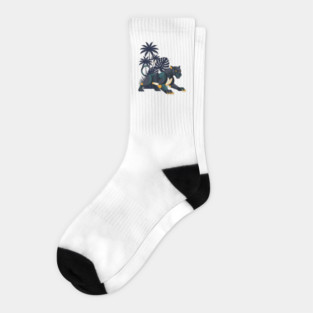 Geometric Bauhaus Panther Jungle Art Socks