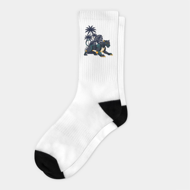 Geometric Bauhaus Panther Jungle Art Socks by Designed By Marty