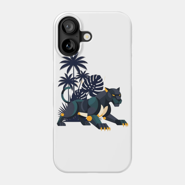 Geometric Bauhaus Panther Jungle Art Phone Case by Designed By Marty