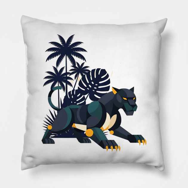 Geometric Bauhaus Panther Jungle Art Pillow by Designed By Marty
