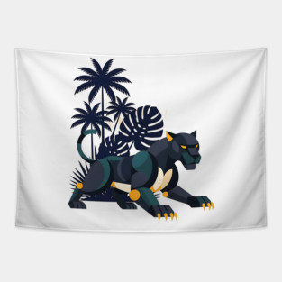 Geometric Bauhaus Panther Jungle Art Tapestry