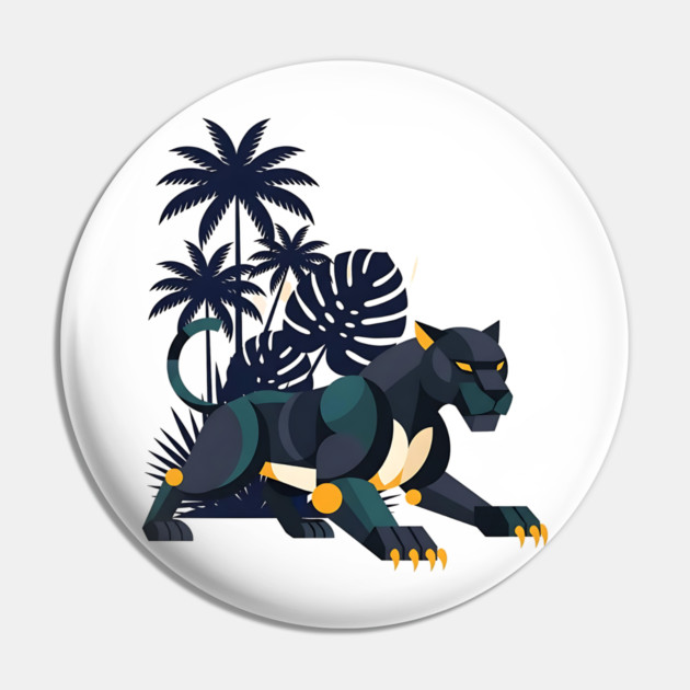 Geometric Bauhaus Panther Jungle Art Pin by Designed By Marty