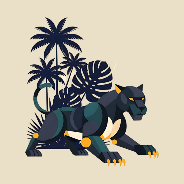 Geometric Bauhaus Panther Jungle Art by Designed By Marty