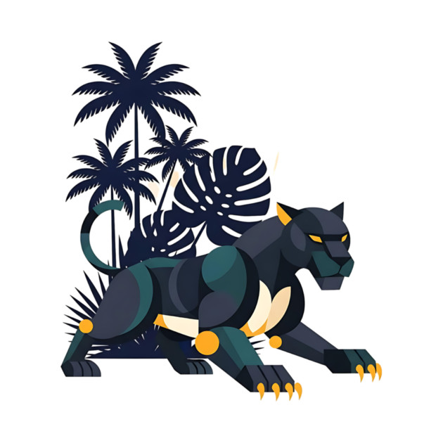 Geometric Bauhaus Panther Jungle Art by Designed By Marty