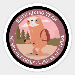 sloth hiking team Sticker