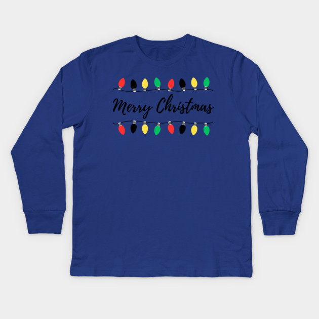 Christmas Lights Strung in Funny Rhythm Kids Long Sleeve T-Shirt by Creatifly Graphic Tees
