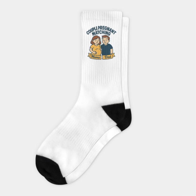 Funny Pregnancy Announcement Mom Dad Mama Maternity Saying Couple Pregnant Matching Socks by Customer's Store 1