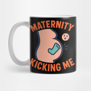 Maternity Kicking Me Smalls Funny Pregnancy Announcement Mug